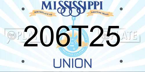 206T25 Mississippi License Plate