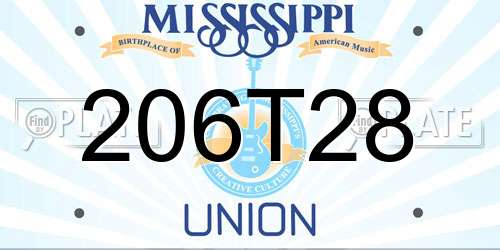 206T28 Mississippi License Plate