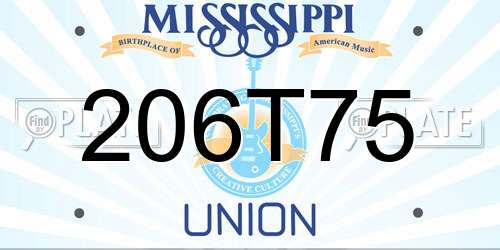 206T75 Mississippi License Plate