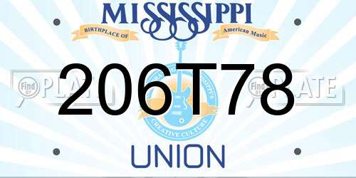 206T78 Mississippi License Plate