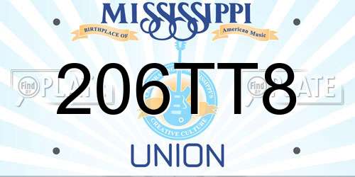 206TT8 Mississippi License Plate