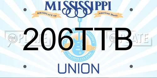 206TTB Mississippi License Plate