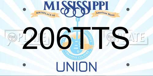 206TTS Mississippi License Plate