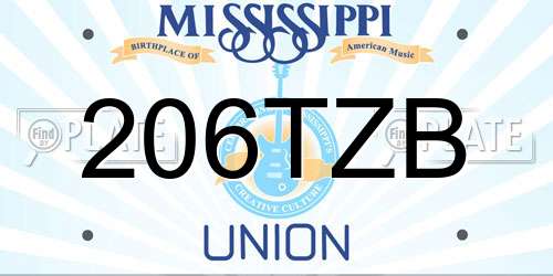 206TZB Mississippi License Plate