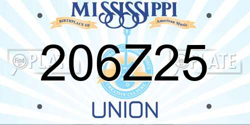 206Z25 Mississippi License Plate