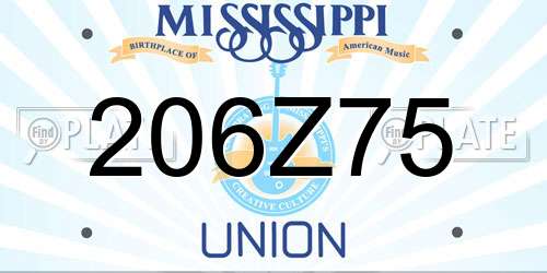 206Z75 Mississippi License Plate