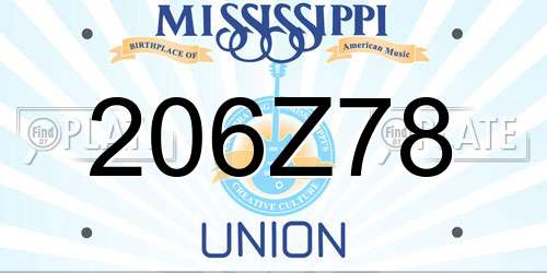 206Z78 Mississippi License Plate
