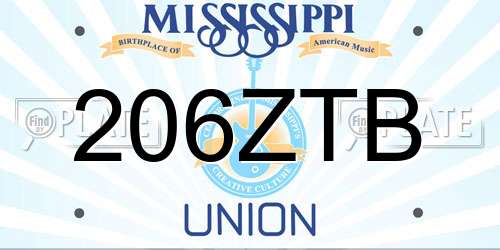 206ZTB Mississippi License Plate