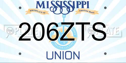 206ZTS Mississippi License Plate