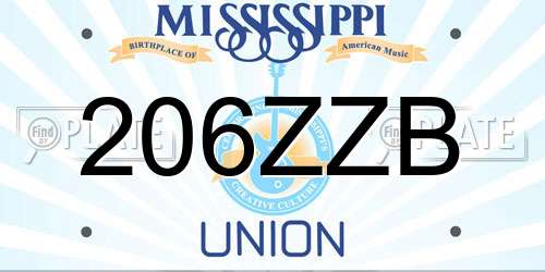206ZZB Mississippi License Plate