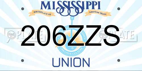 206ZZS Mississippi License Plate