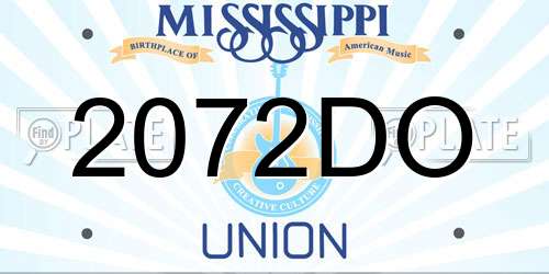 2072DO Mississippi License Plate