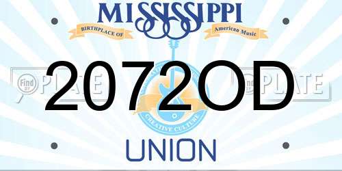 2072OD Mississippi License Plate