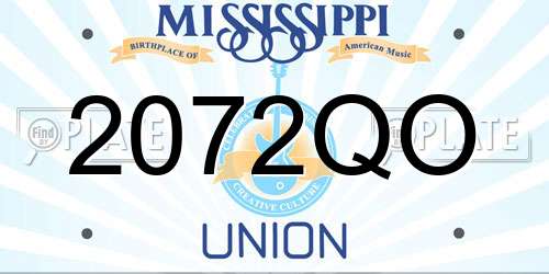 2072QO Mississippi License Plate