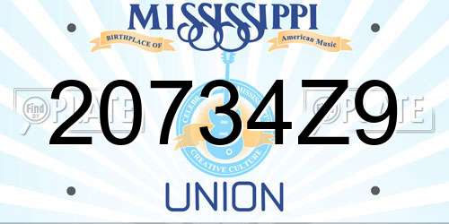 20734Z9 Mississippi License Plate