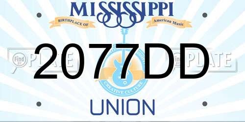 2077DD Mississippi License Plate