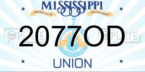 2077OD Mississippi License Plate