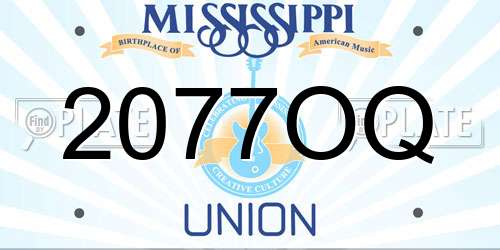2077OQ Mississippi License Plate