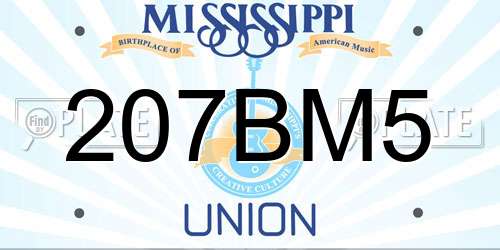 207BM5 Mississippi License Plate