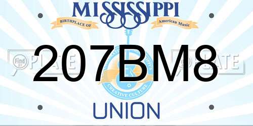 207BM8 Mississippi License Plate