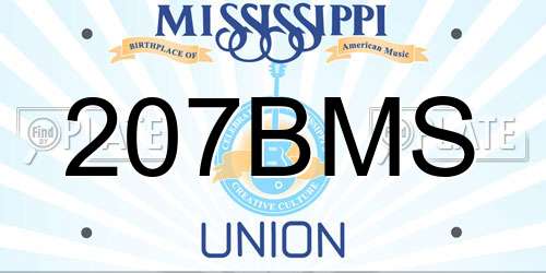 207BMS Mississippi License Plate