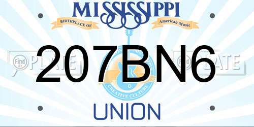 207BN6 Mississippi License Plate