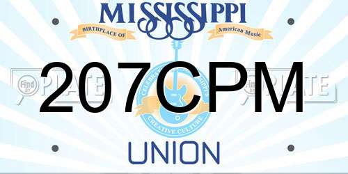 207CPM Mississippi License Plate