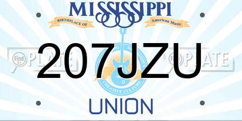 207JZU Mississippi License Plate