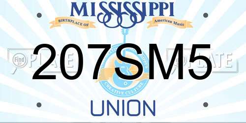 207SM5 Mississippi License Plate