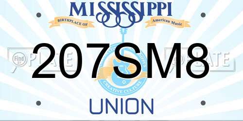 207SM8 Mississippi License Plate