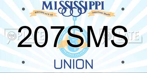 207SMS Mississippi License Plate