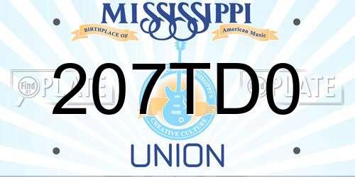 207TD0 Mississippi License Plate