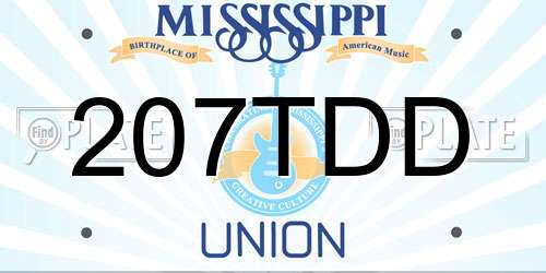 207TDD Mississippi License Plate