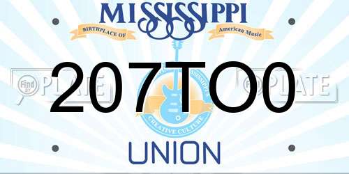 207TO0 Mississippi License Plate