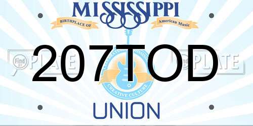 207TOD Mississippi License Plate
