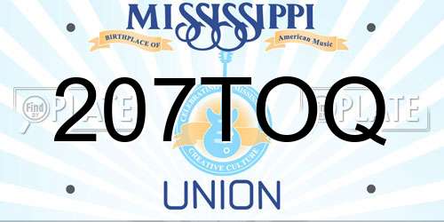 207TOQ Mississippi License Plate