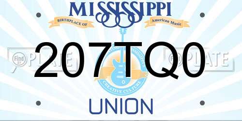 207TQ0 Mississippi License Plate