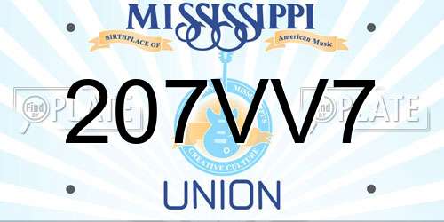207VV7 Mississippi License Plate