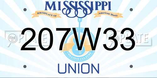 207W33 Mississippi License Plate