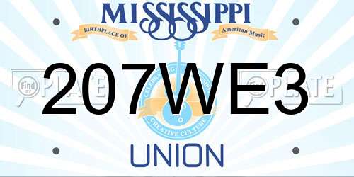 207WE3 Mississippi License Plate
