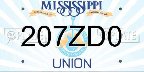 207ZD0 Mississippi License Plate