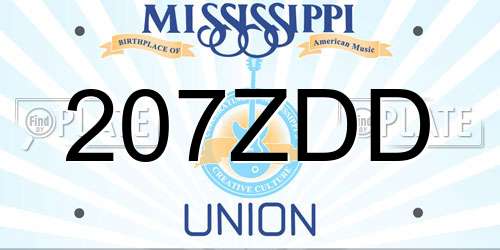 207ZDD Mississippi License Plate
