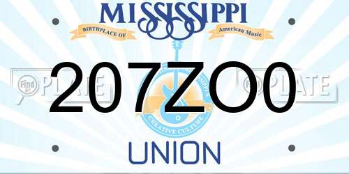 207ZO0 Mississippi License Plate