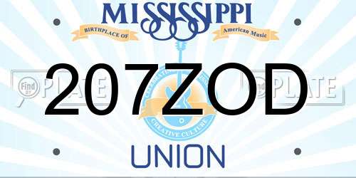 207ZOD Mississippi License Plate