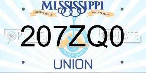 207ZQ0 Mississippi License Plate