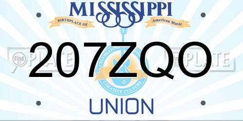 207ZQO Mississippi License Plate