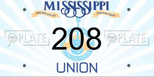 208 Mississippi License Plate