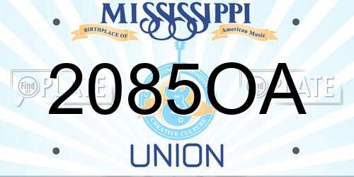 2085OA Mississippi License Plate