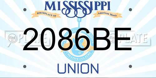 2086BE Mississippi License Plate