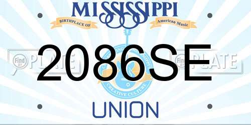 2086SE Mississippi License Plate